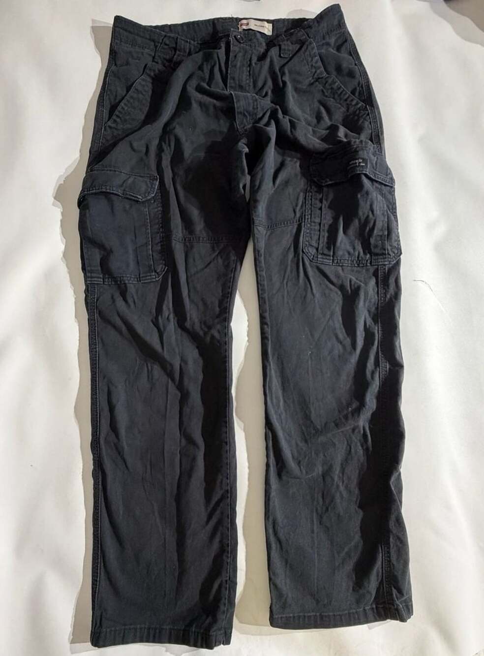 Wrangler Mens Black Relaxed Fit Cargo Pants Size 32x32